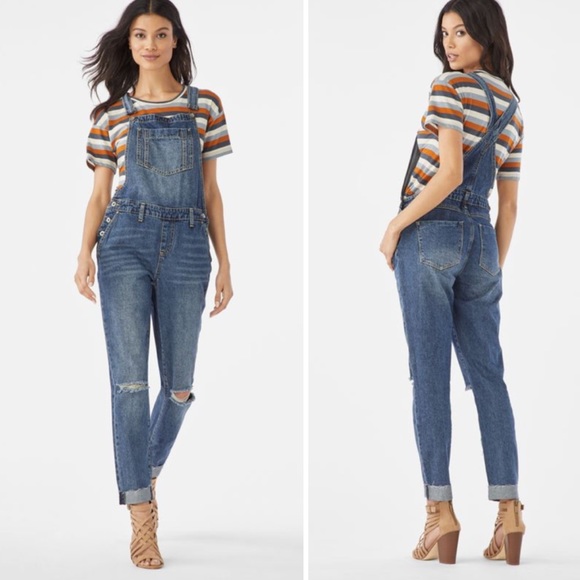 medium wash overalls